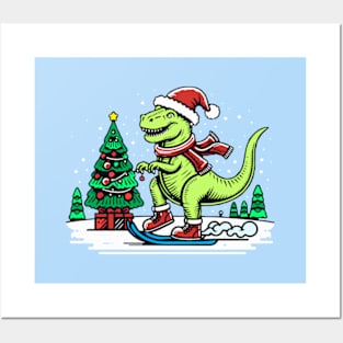 Christmas T-Rex Posters and Art